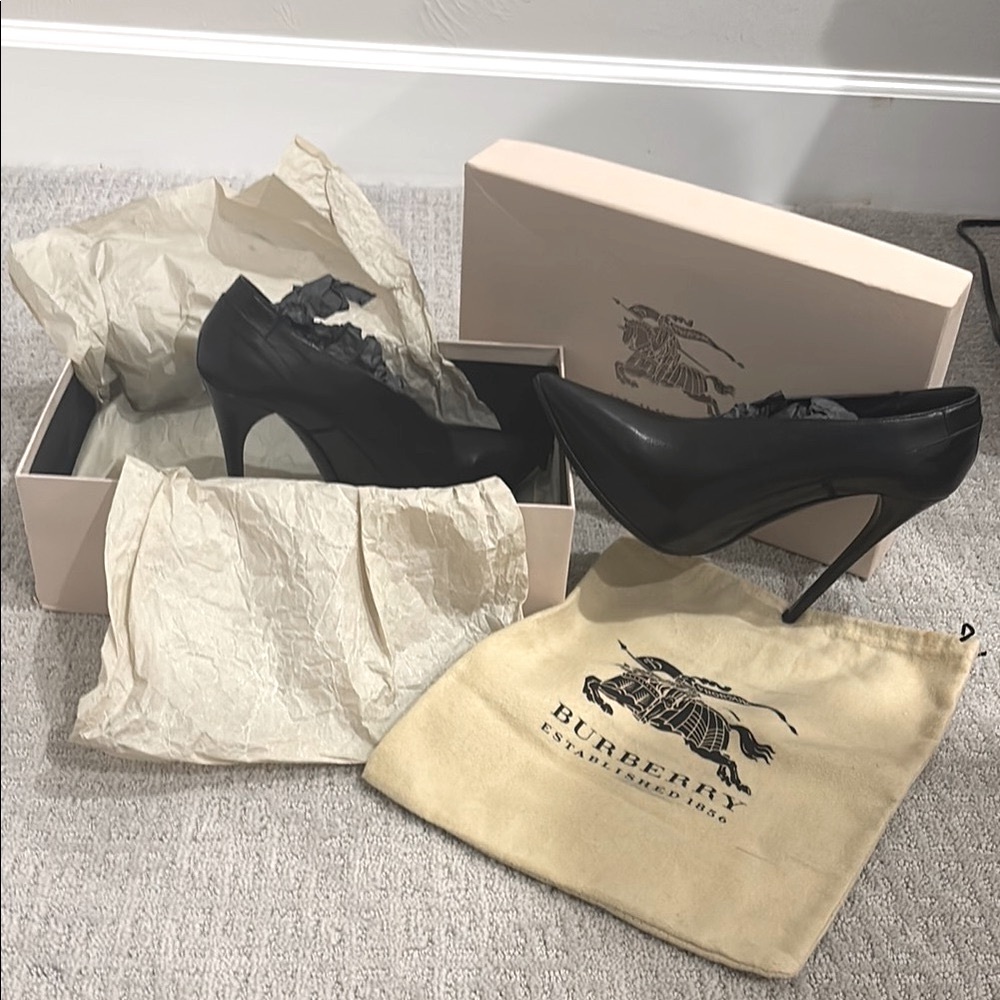 Burberry Motorcycle High Cut Platform Pump/Heel/Stiletto black leather